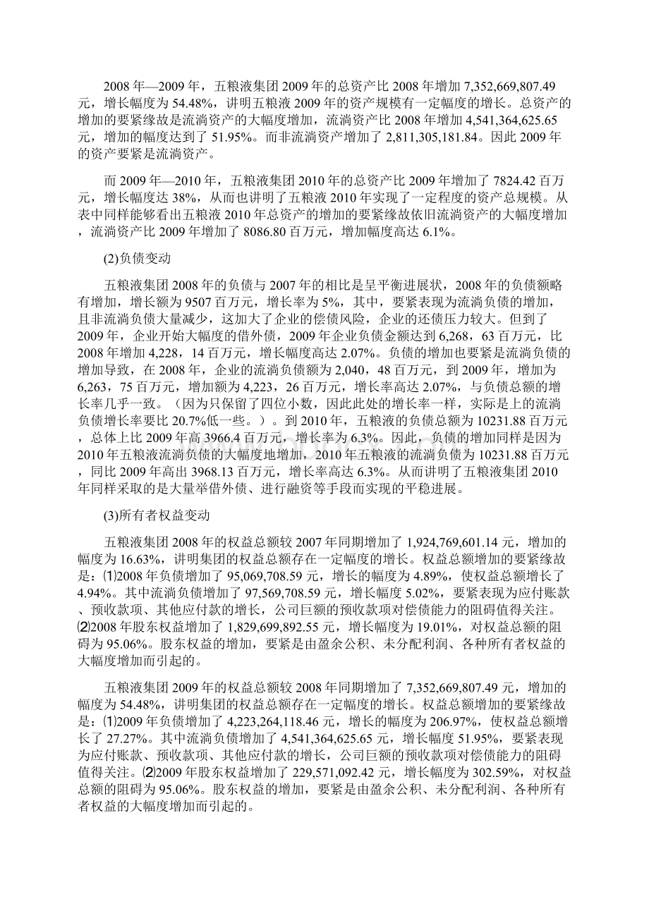 五粮液集团年度财务报表分析Word格式.docx_第2页