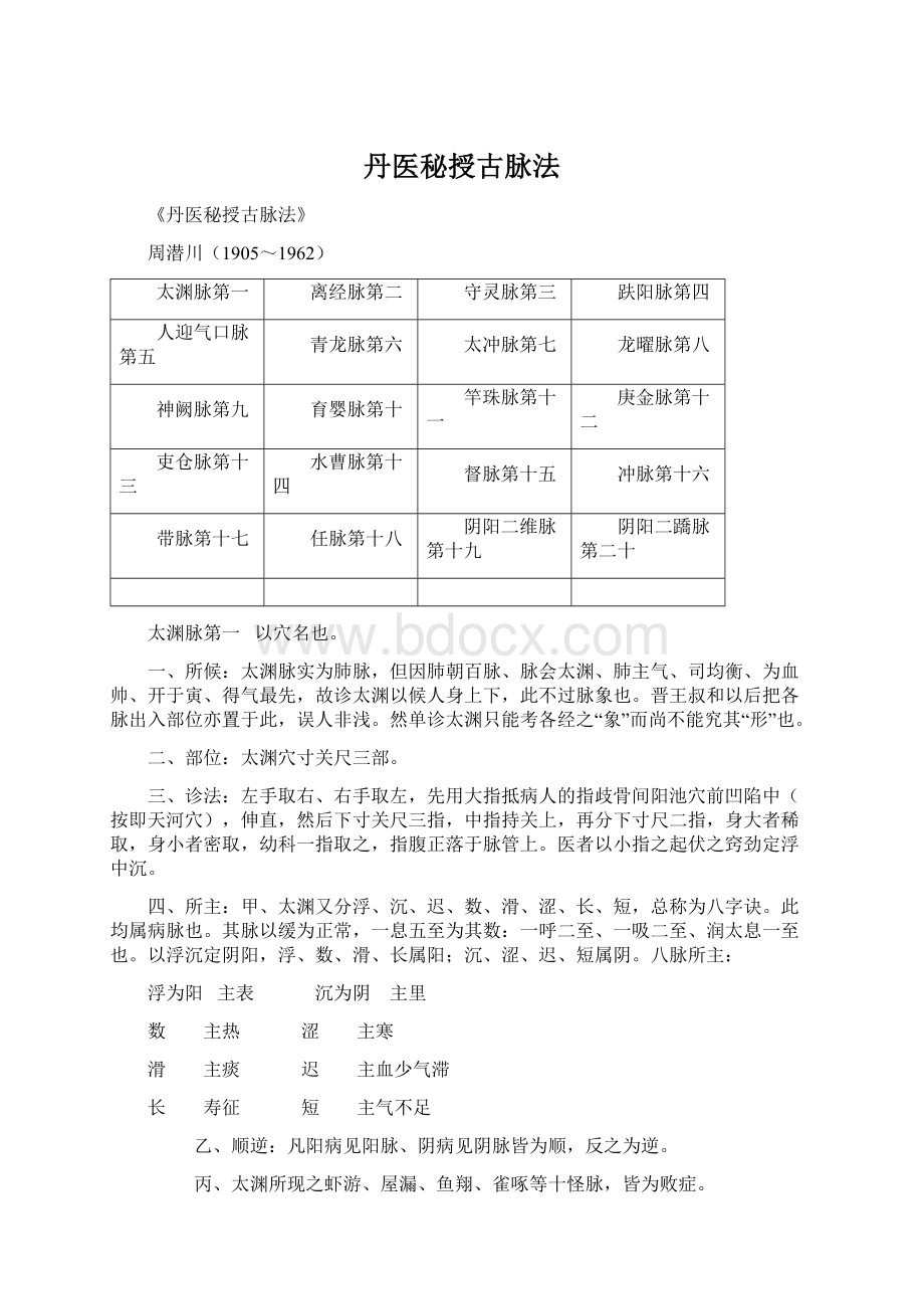 丹医秘授古脉法文档格式.docx