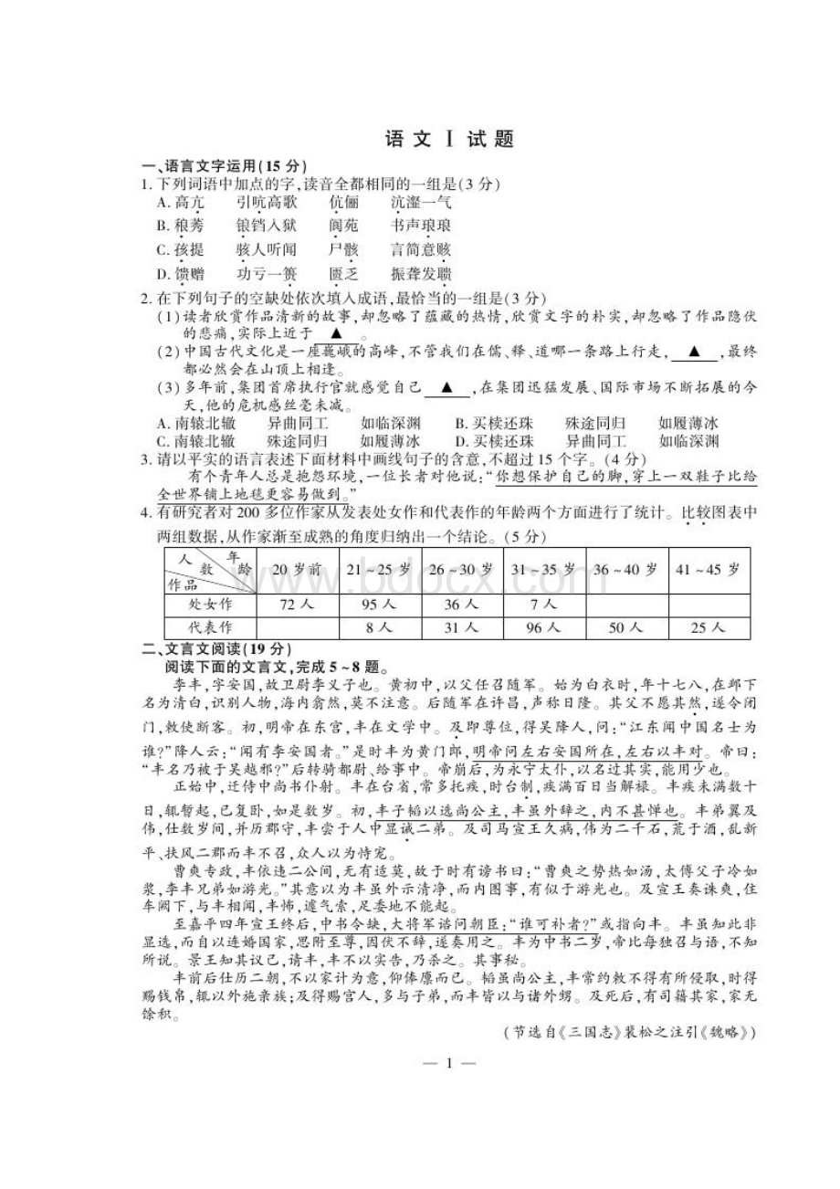 普通高等学校招生统一考试江苏卷语文试题及参考答案.doc_第1页