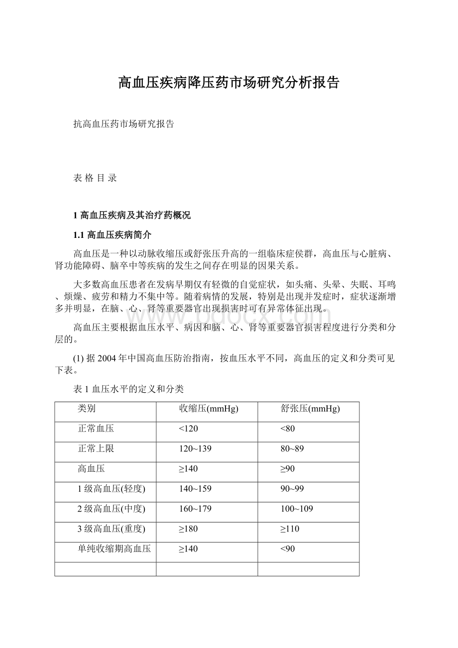 高血压疾病降压药市场研究分析报告.docx