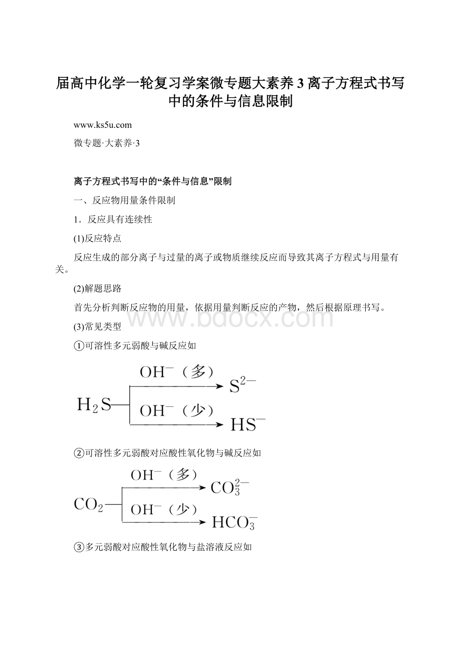 届高中化学一轮复习学案微专题大素养3离子方程式书写中的条件与信息限制.docx