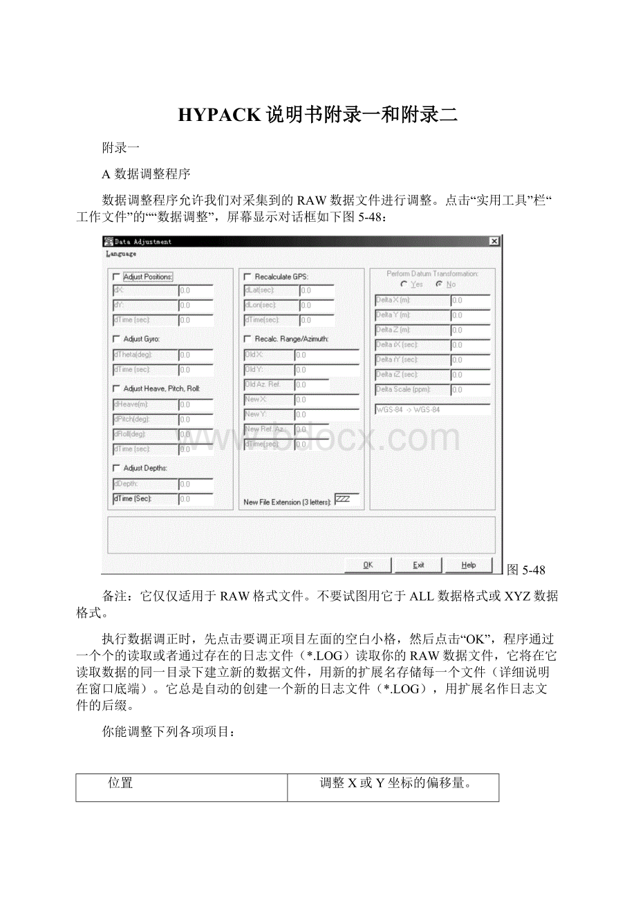 HYPACK说明书附录一和附录二Word下载.docx