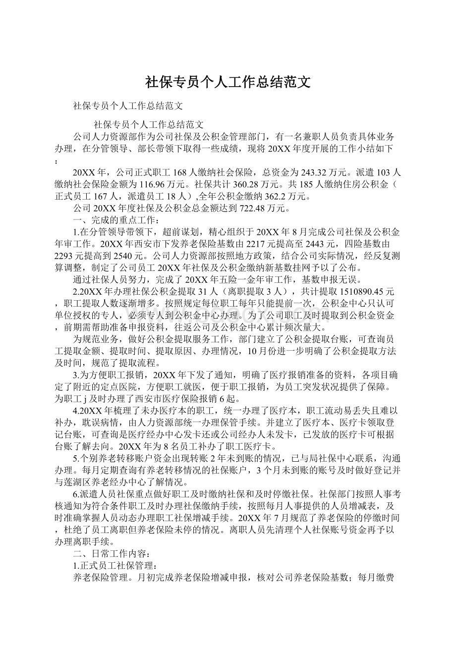 社保专员个人工作总结范文.docx