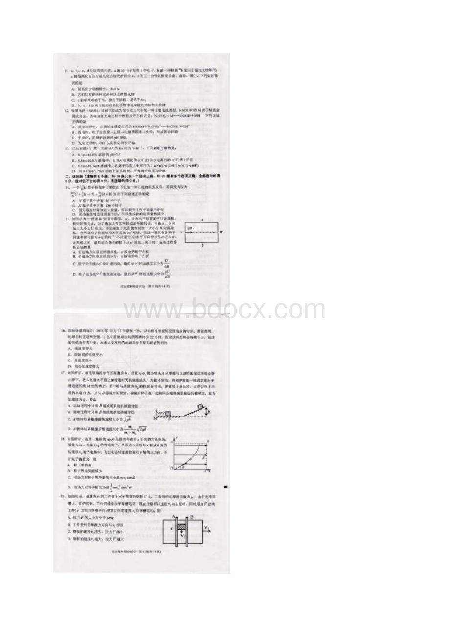 高三理综上学期期末考试试题扫描版无答案1.docx_第3页