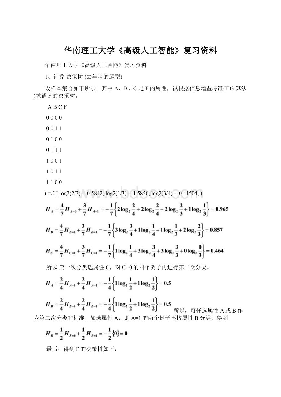 华南理工大学《高级人工智能》复习资料Word下载.docx_第1页