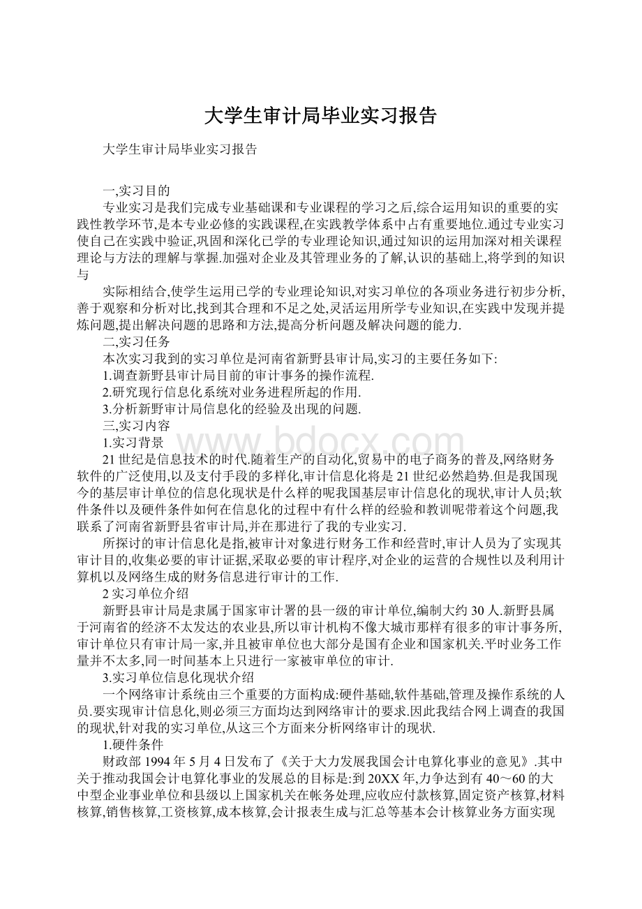大学生审计局毕业实习报告.docx_第1页
