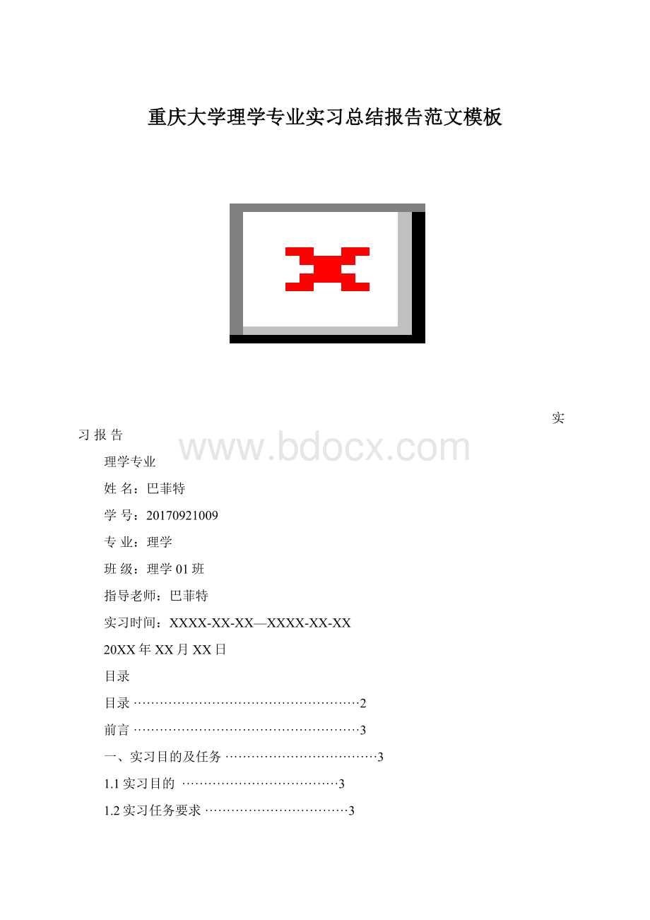重庆大学理学专业实习总结报告范文模板Word格式文档下载.docx_第1页