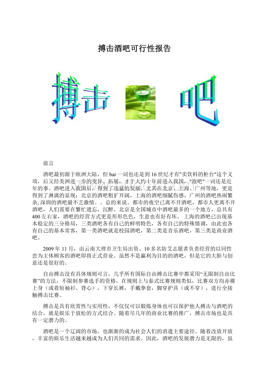 搏击酒吧可行性报告.docx