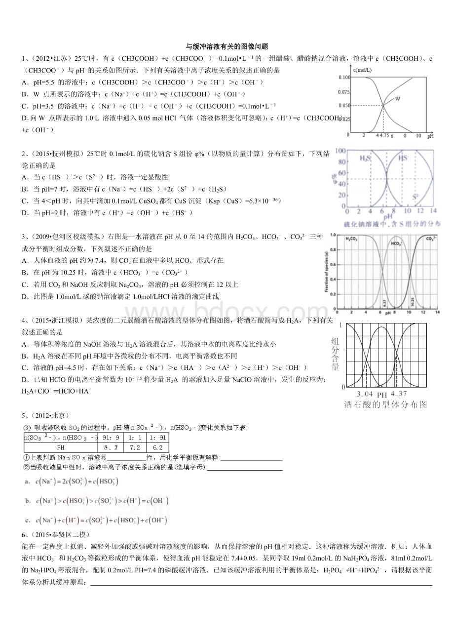 溶液中的离子平衡图像相关问题(含答案含解析非常全).doc_第1页