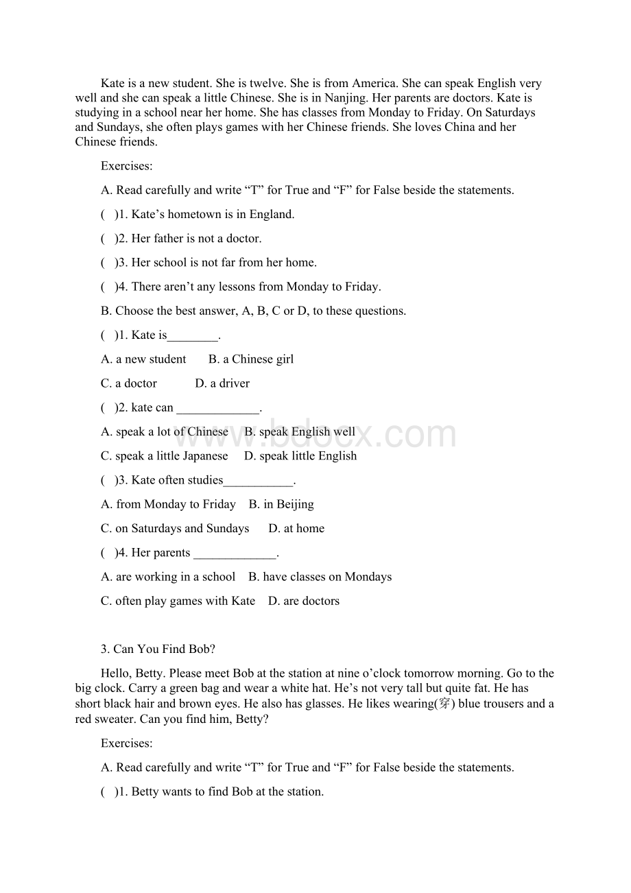 小学六年级英语阅读理解专项练习20题培训资料.docx_第2页