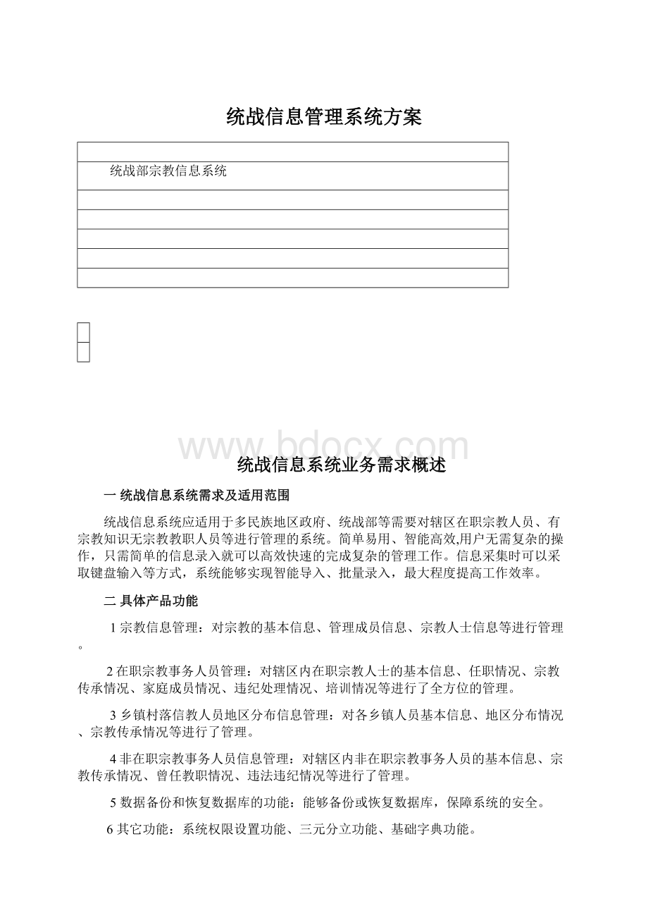 统战信息管理系统方案Word格式.docx