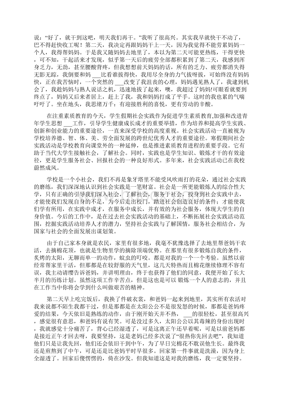 寒暑假在家干农活的社会实践报告Word格式.docx_第2页