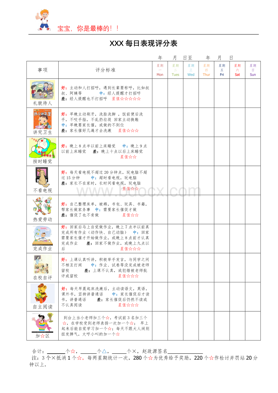 儿童每日表现评分表.doc_第1页