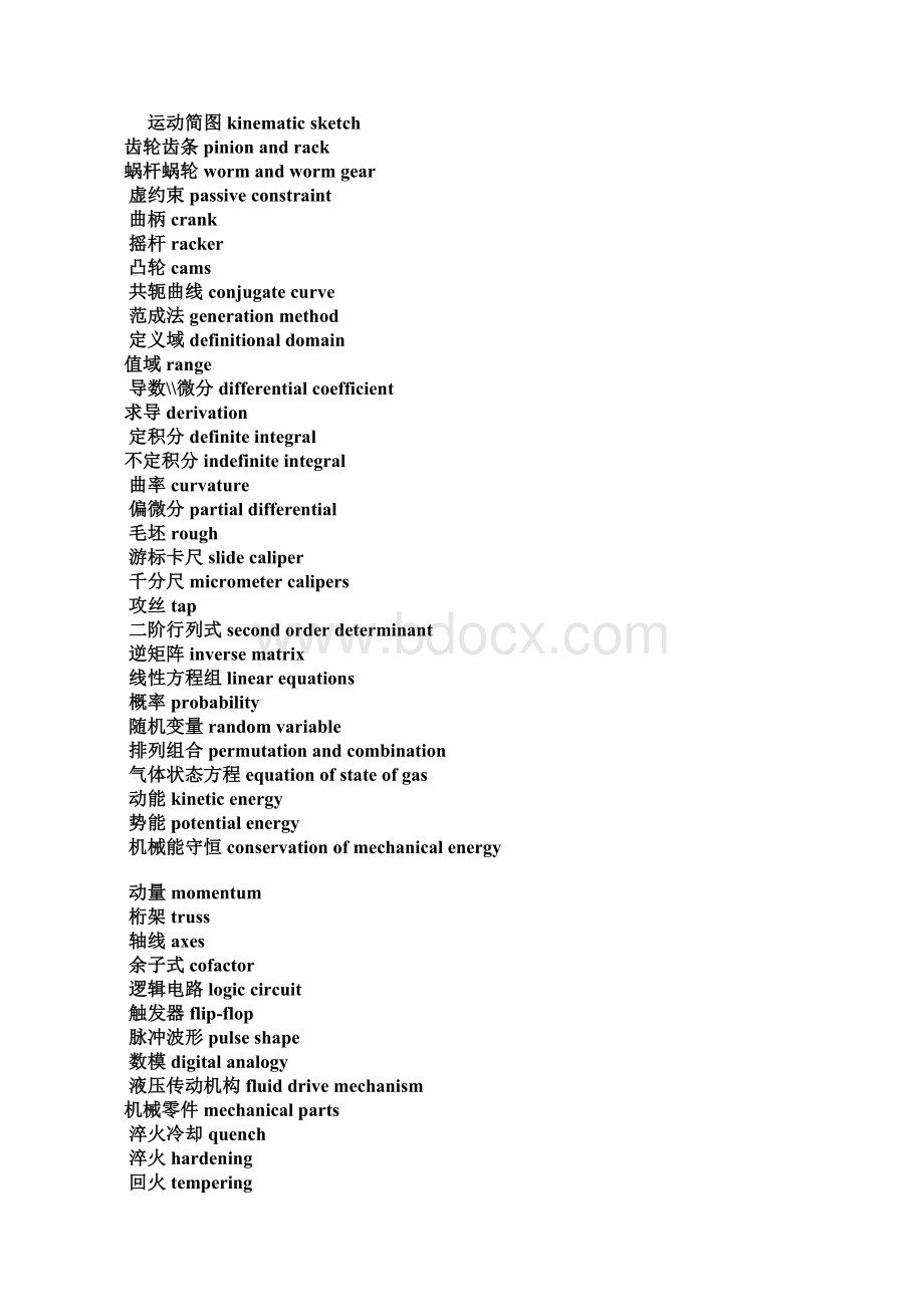 机械专业英语词汇中英文对照绿色版汇编.docx_第2页