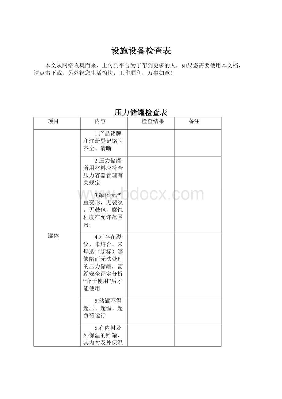 设施设备检查表.docx