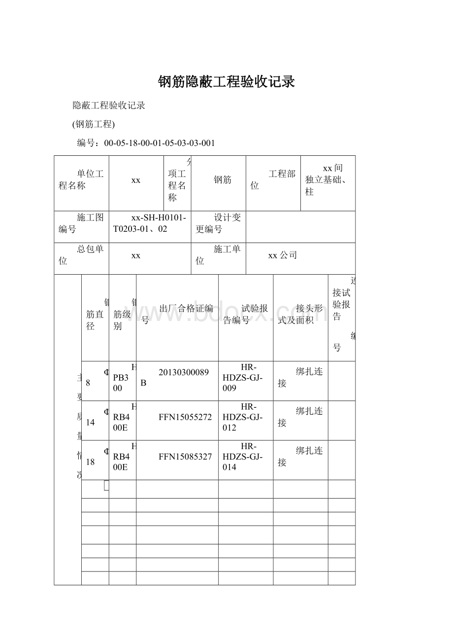 钢筋隐蔽工程验收记录Word格式文档下载.docx_第1页