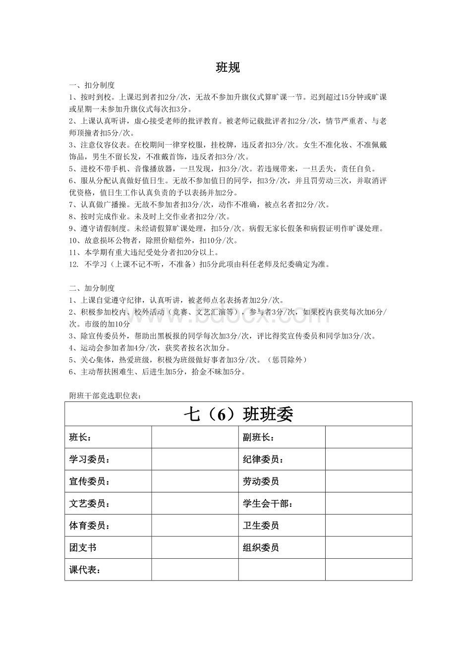 班干部职责以及班规一览表Word文件下载.doc_第2页