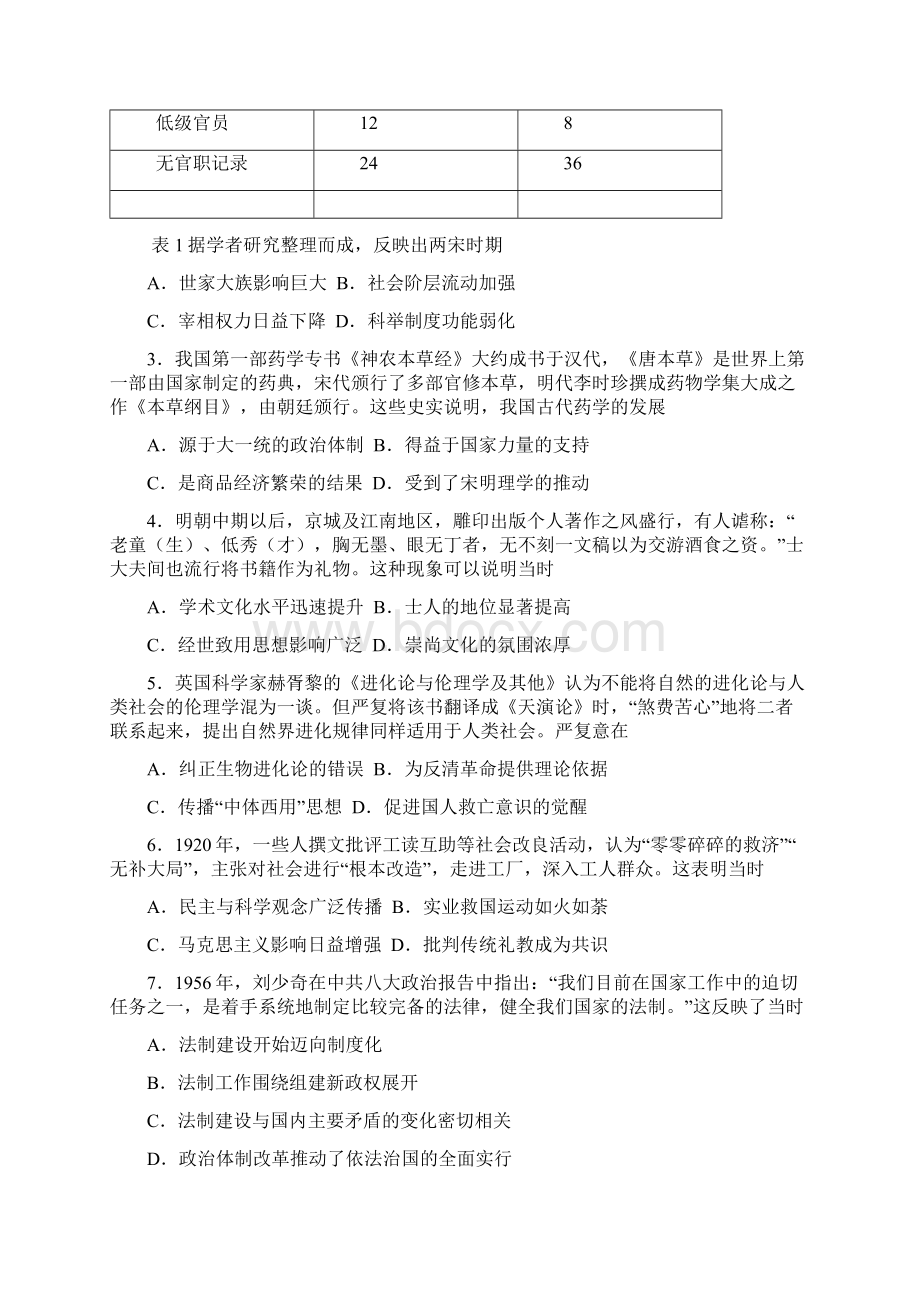 云南高考文综历史试题word档含答案详细解析.docx_第2页