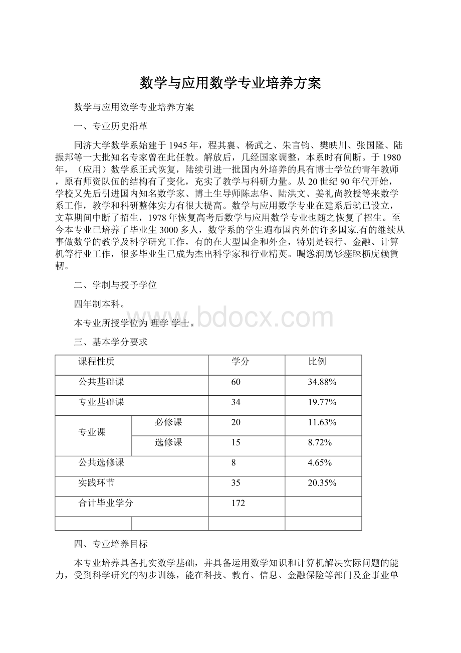 数学与应用数学专业培养方案文档格式.docx_第1页