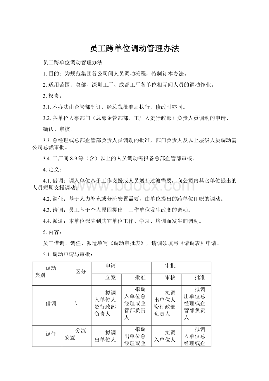 员工跨单位调动管理办法.docx