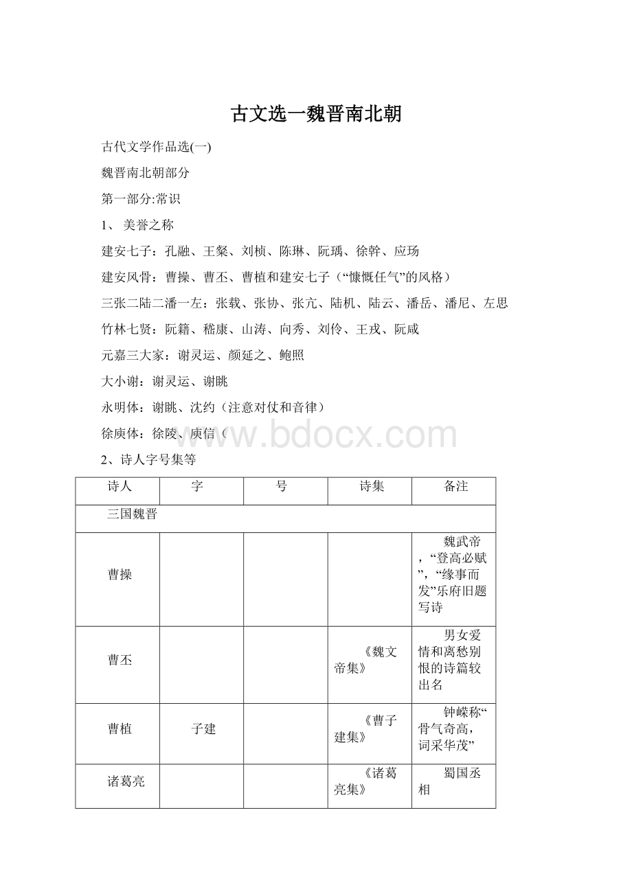 古文选一魏晋南北朝Word格式文档下载.docx_第1页