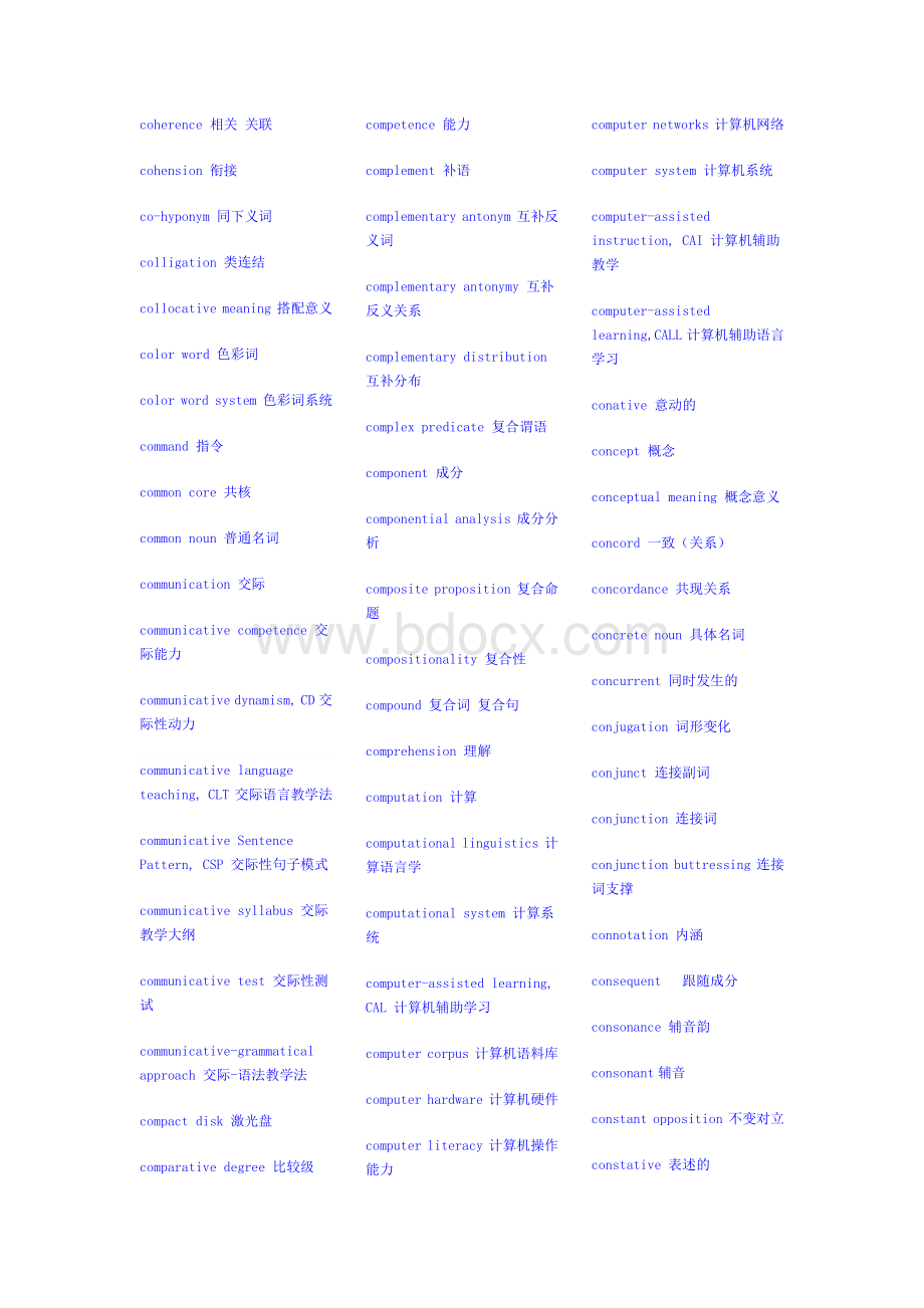 语言学专业词汇中英文对照版Word格式文档下载.docx_第3页