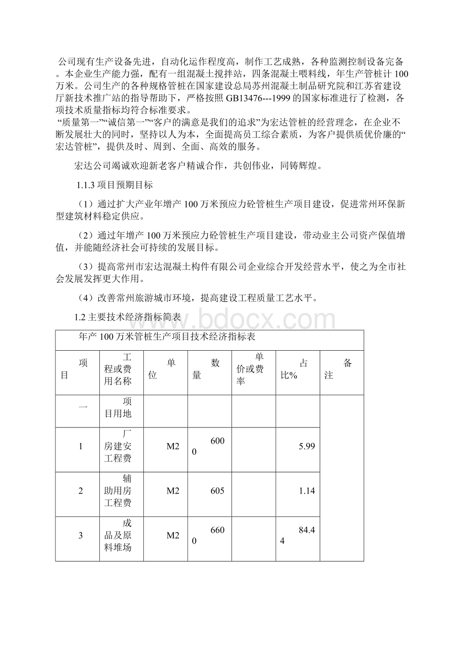 年产100万米预应力混凝土管桩生产项目可行性研究报告Word文档格式.docx_第2页