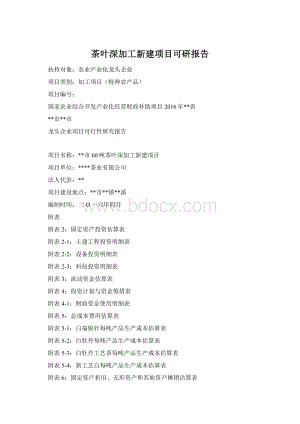 茶叶深加工新建项目可研报告Word文档格式.docx