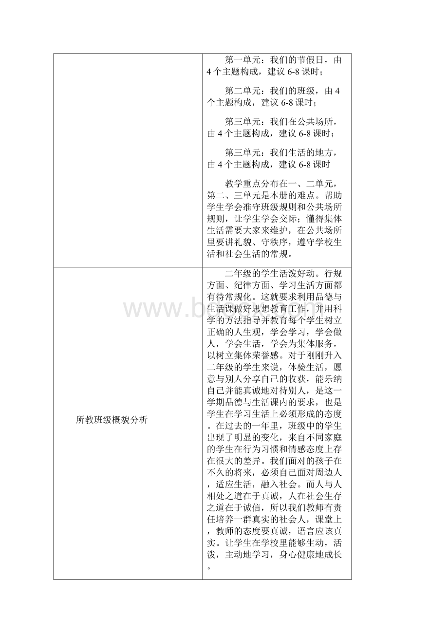 二年级上 道德与法治学期计划及表格教案Word下载.docx_第2页