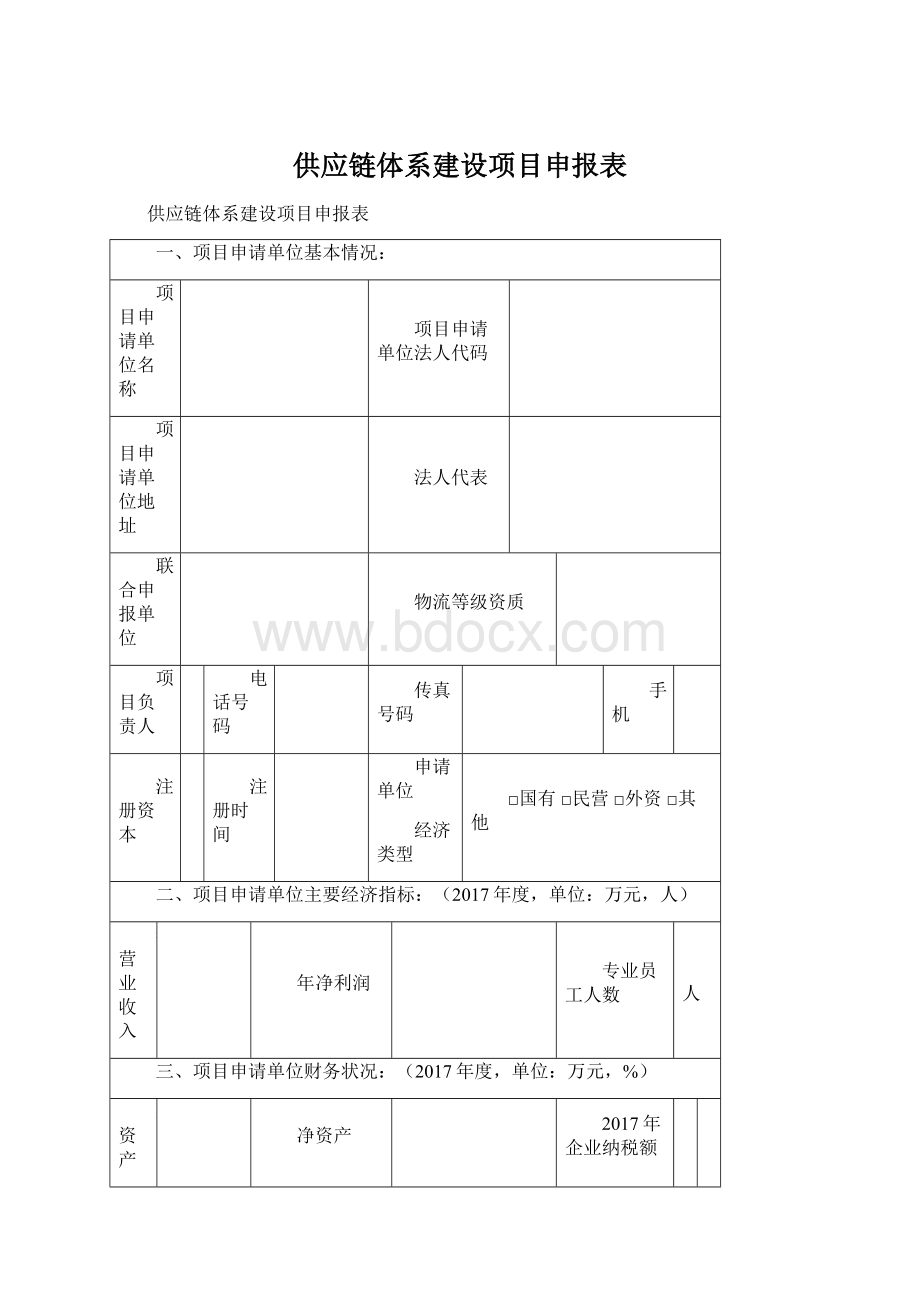 供应链体系建设项目申报表Word格式文档下载.docx