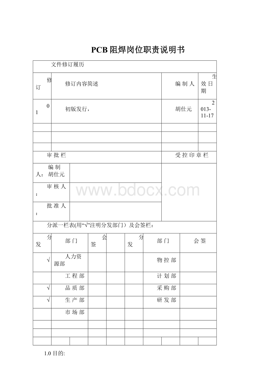 PCB阻焊岗位职责说明书文档格式.docx