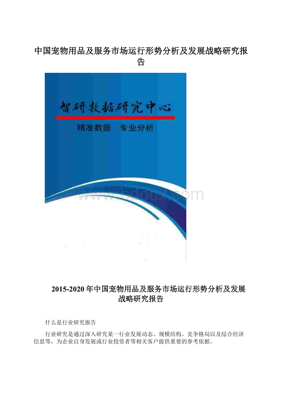 中国宠物用品及服务市场运行形势分析及发展战略研究报告文档格式.docx