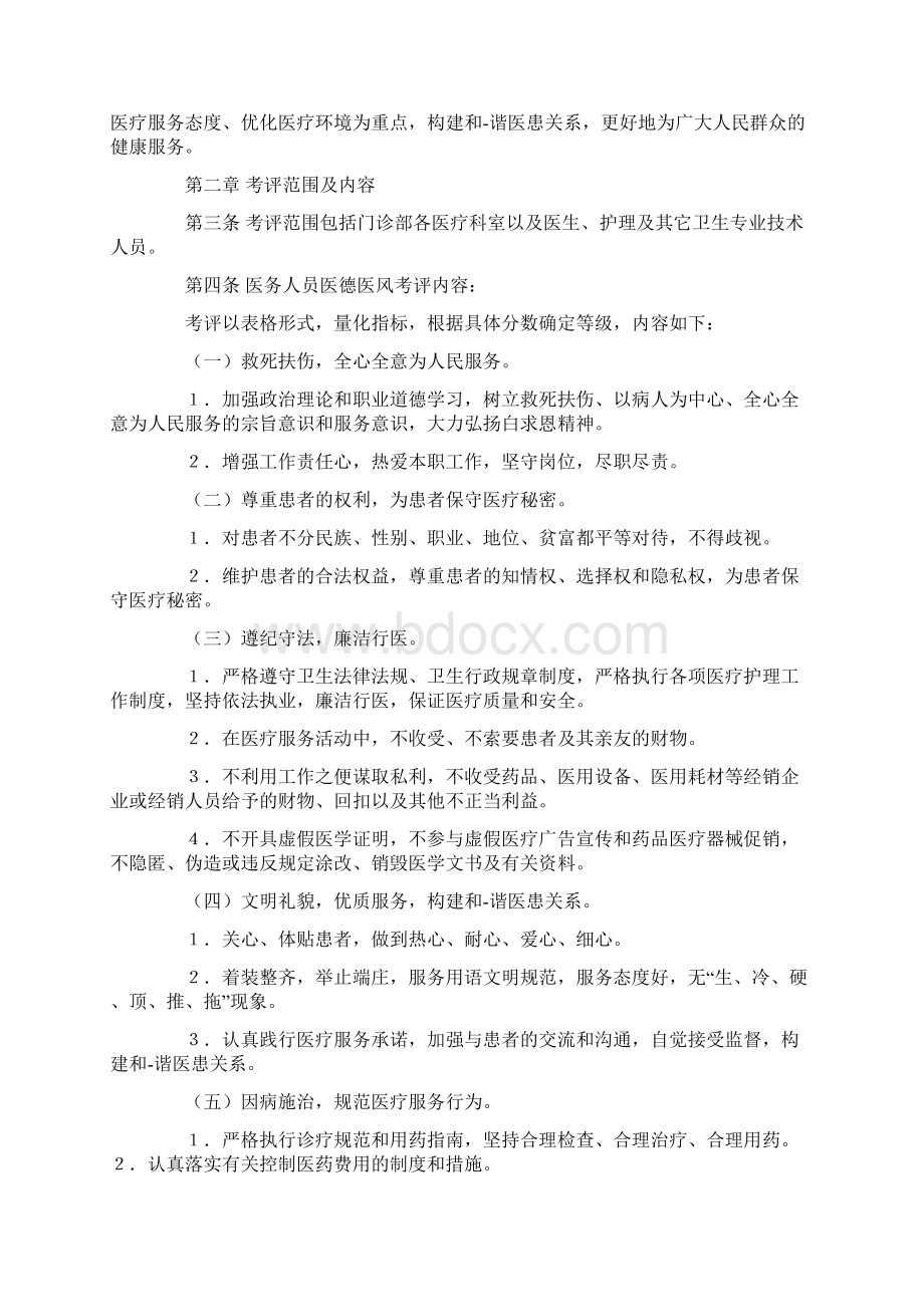 医德医风考核标准Word文档下载推荐.docx_第2页