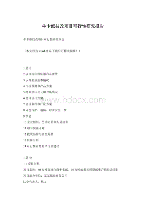 牛卡纸技改项目可行性研究报告.docx