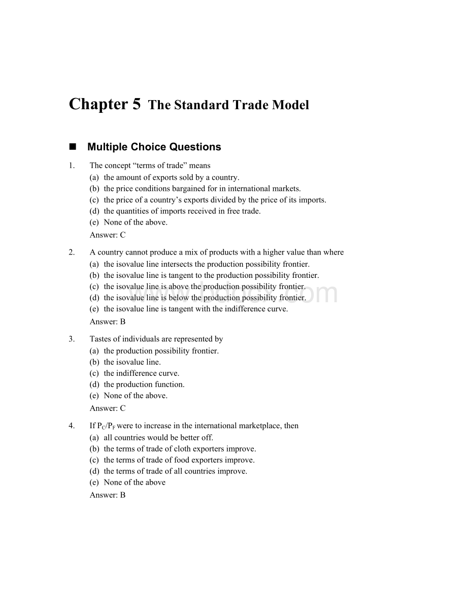 国际经济学作业答案-第五章.doc