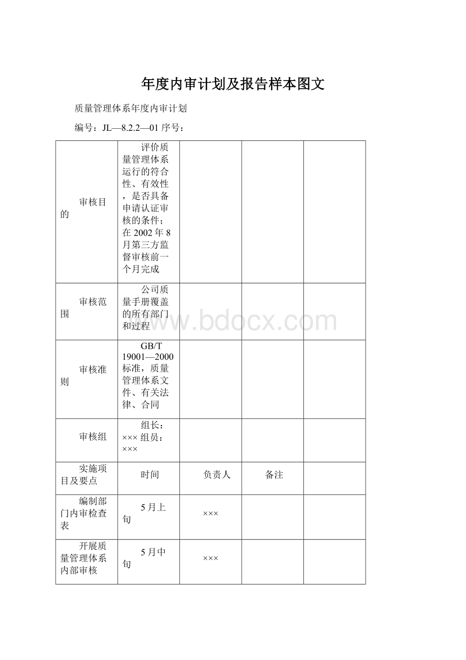 年度内审计划及报告样本图文.docx