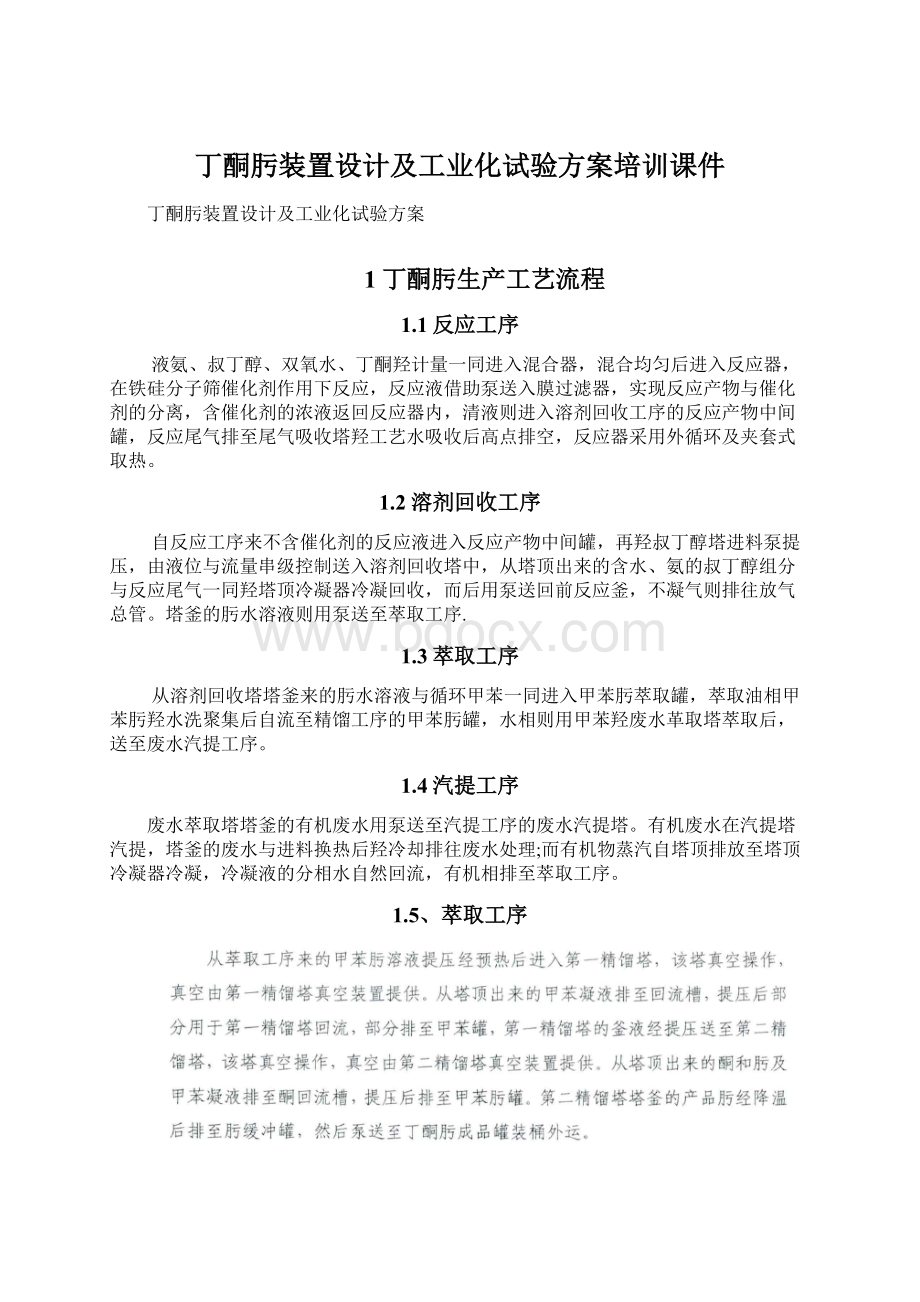 丁酮肟装置设计及工业化试验方案培训课件Word格式.docx