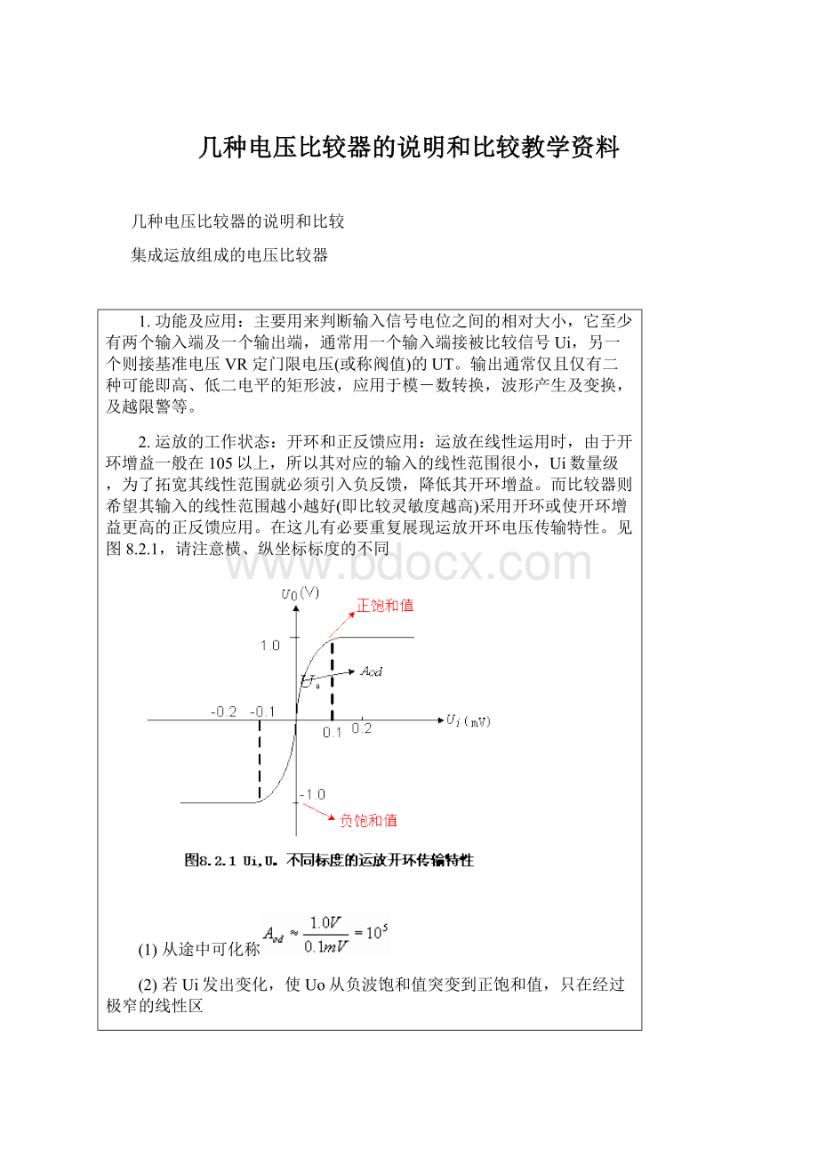 几种电压比较器的说明和比较教学资料文档格式.docx