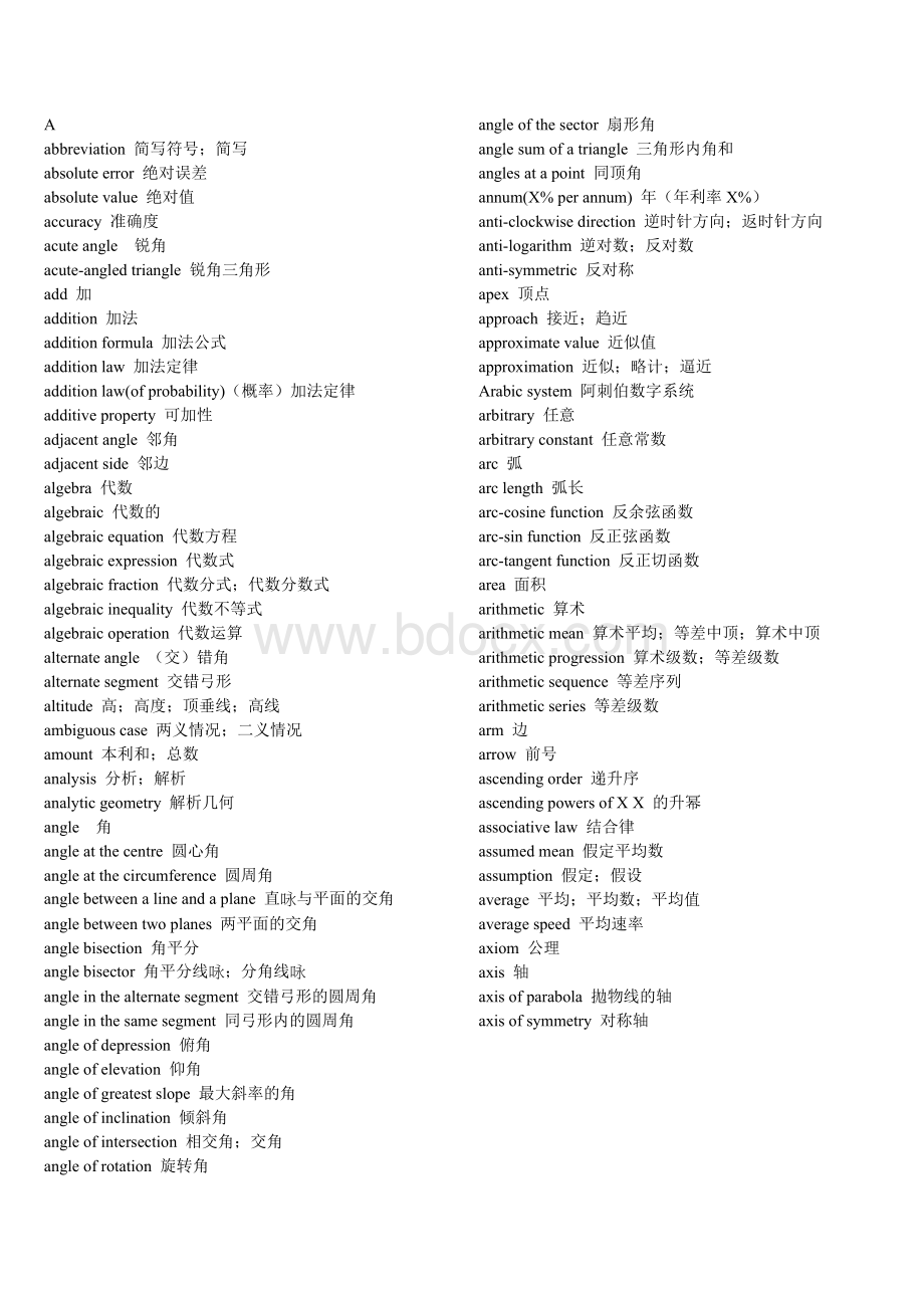 美国数学竞赛AMC12词汇.doc