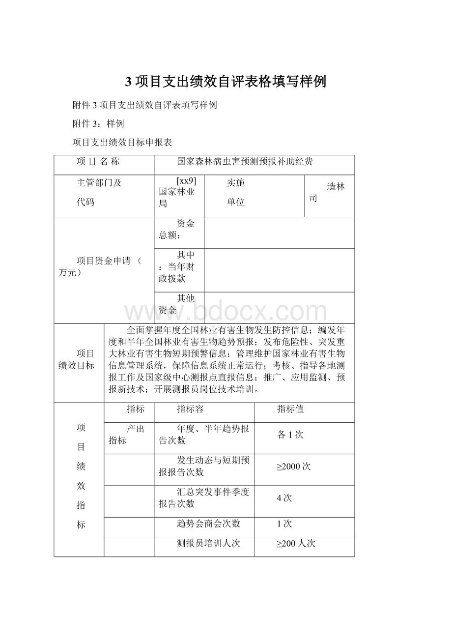 3项目支出绩效自评表格填写样例Word格式.docx