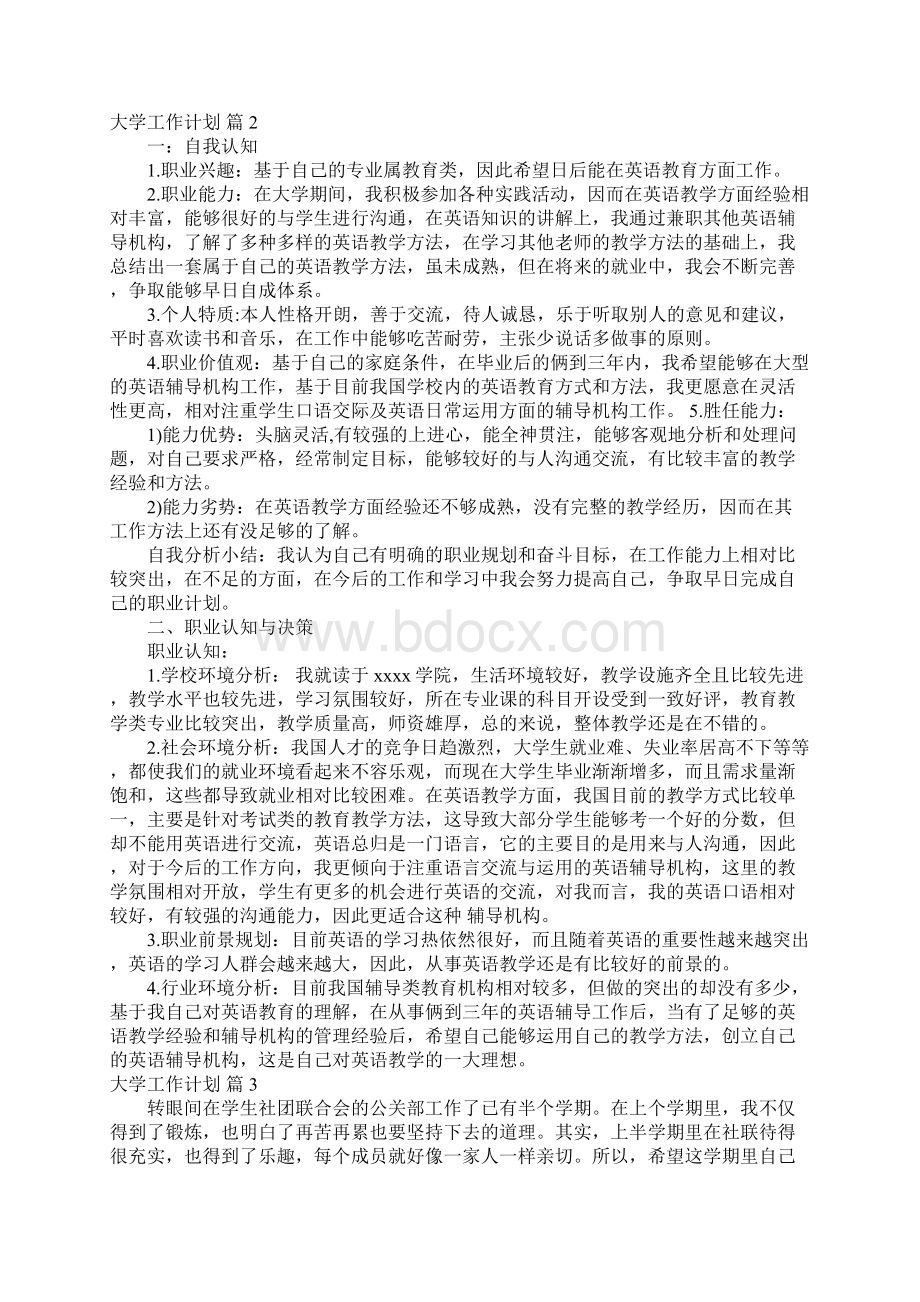 大学工作计划样式模板范文文档格式.docx_第2页