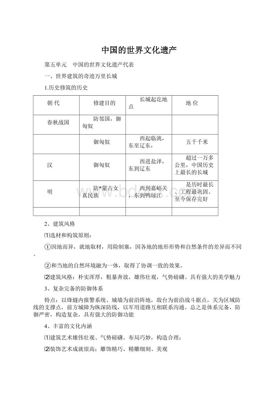 中国的世界文化遗产Word文件下载.docx