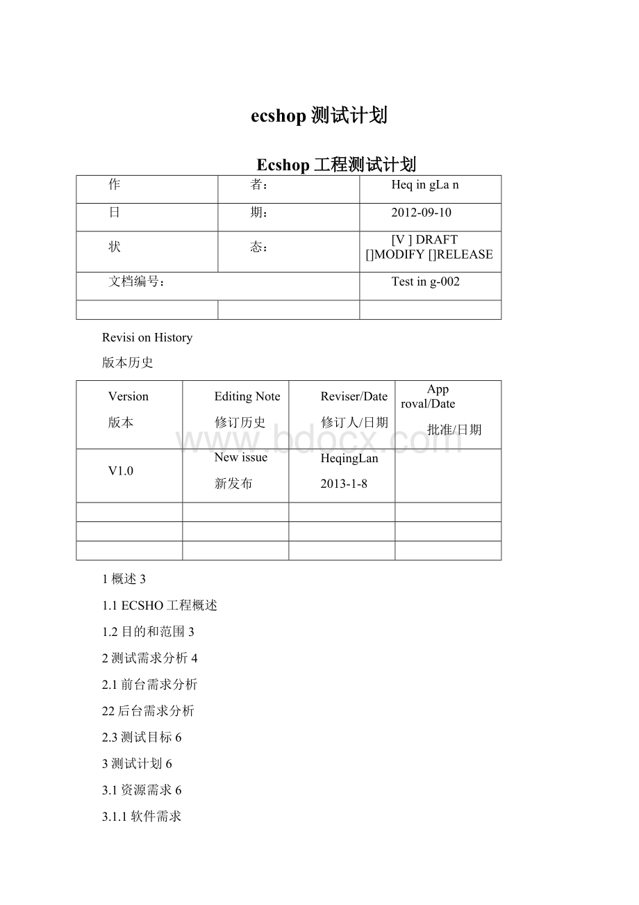 ecshop测试计划.docx