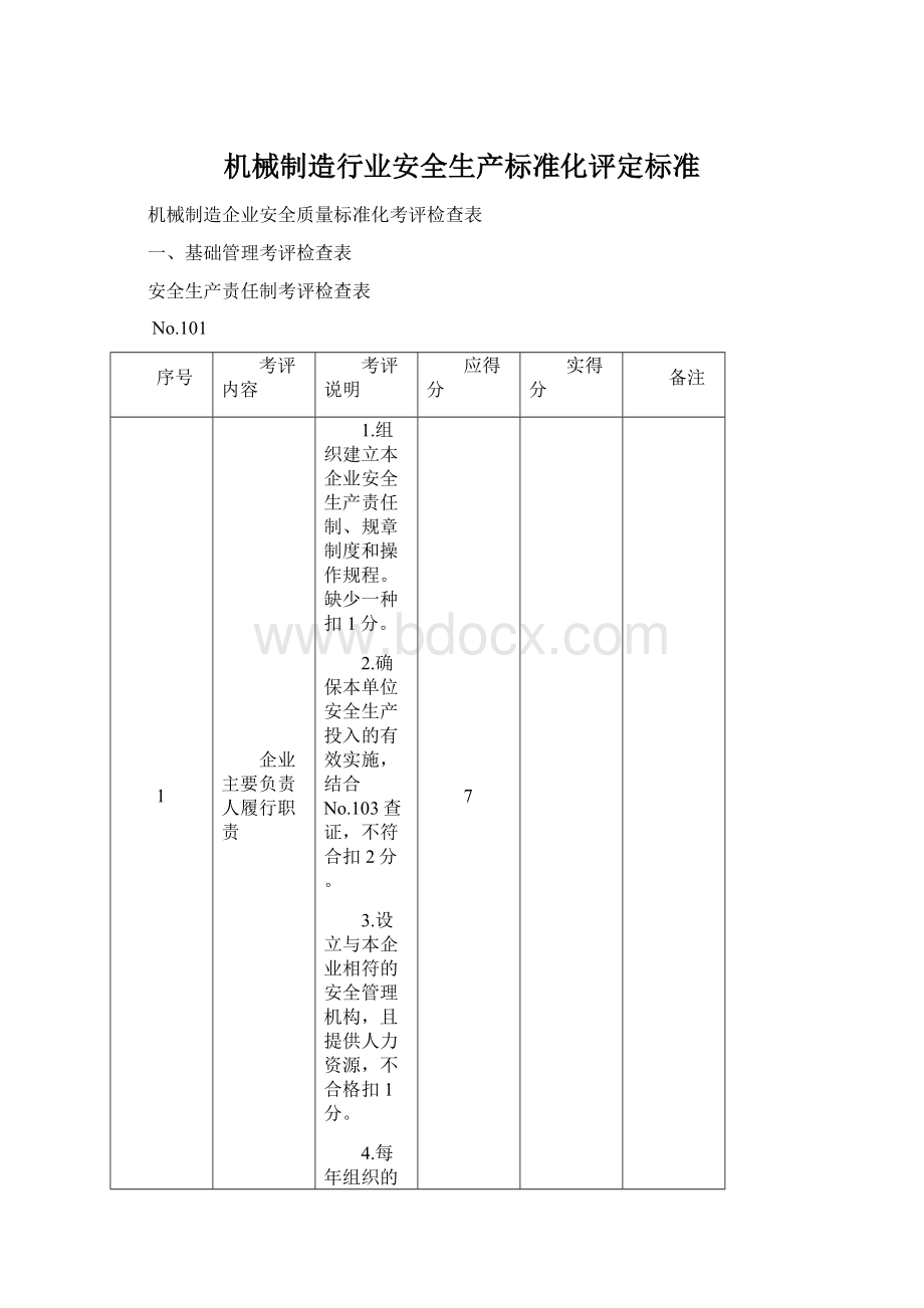 机械制造行业安全生产标准化评定标准文档格式.docx_第1页