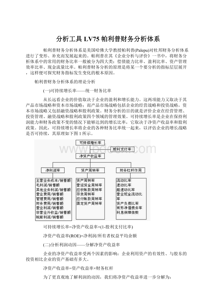 分析工具LV75 帕利普财务分析体系Word格式.docx_第1页