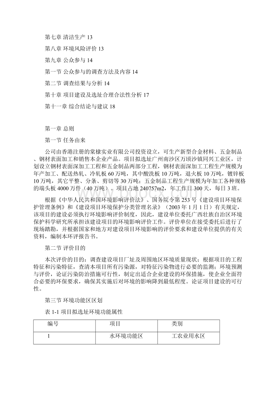 钢材表面深加工和五金制品项目环境影响评估报告Word文档格式.docx_第2页