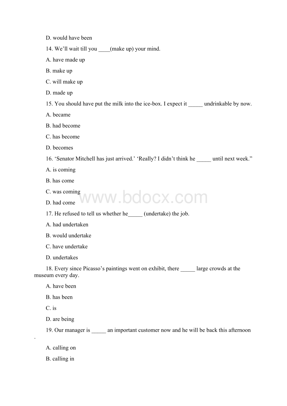 高中动词的时态练习题及答案.docx_第3页