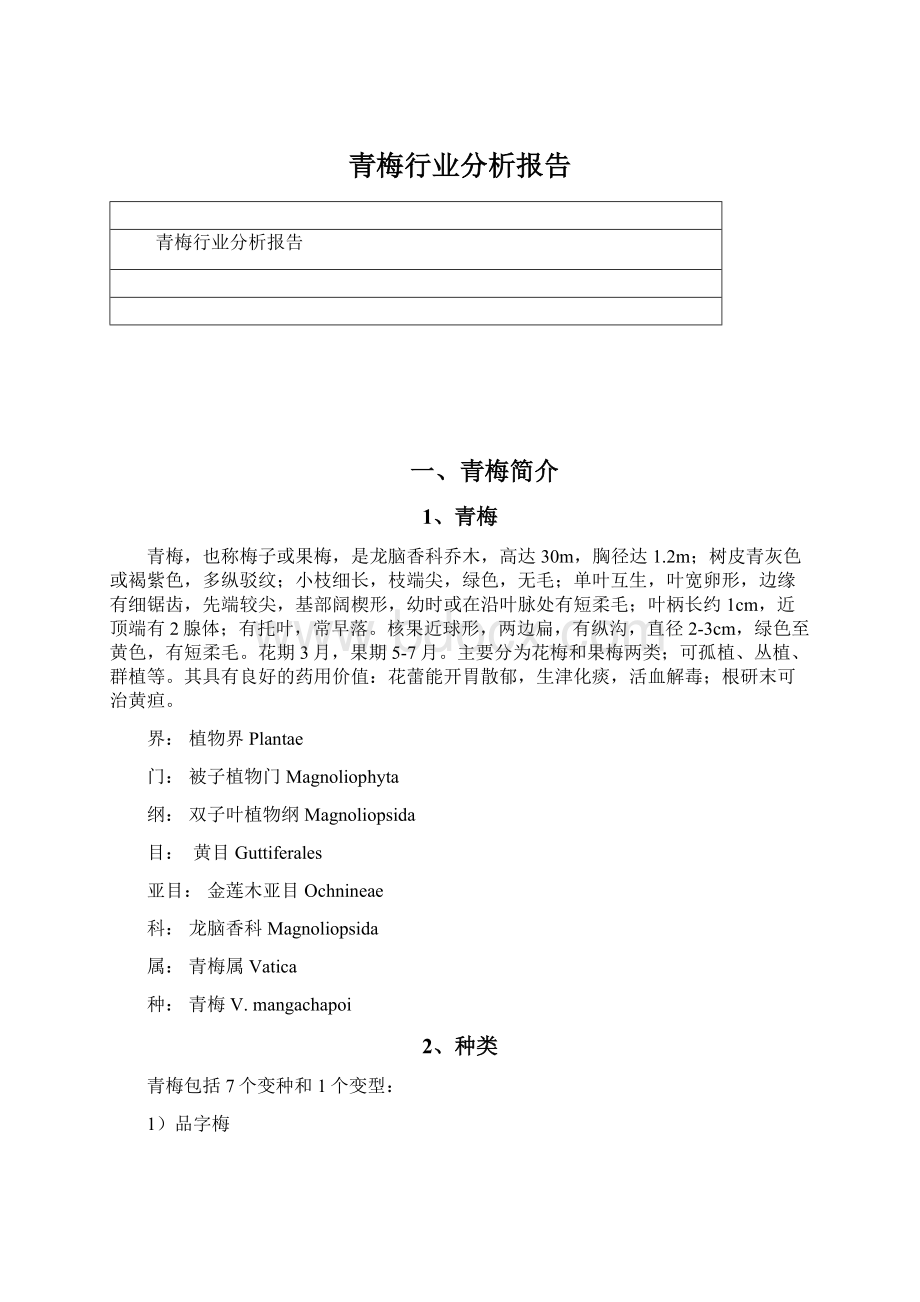 青梅行业分析报告.docx_第1页