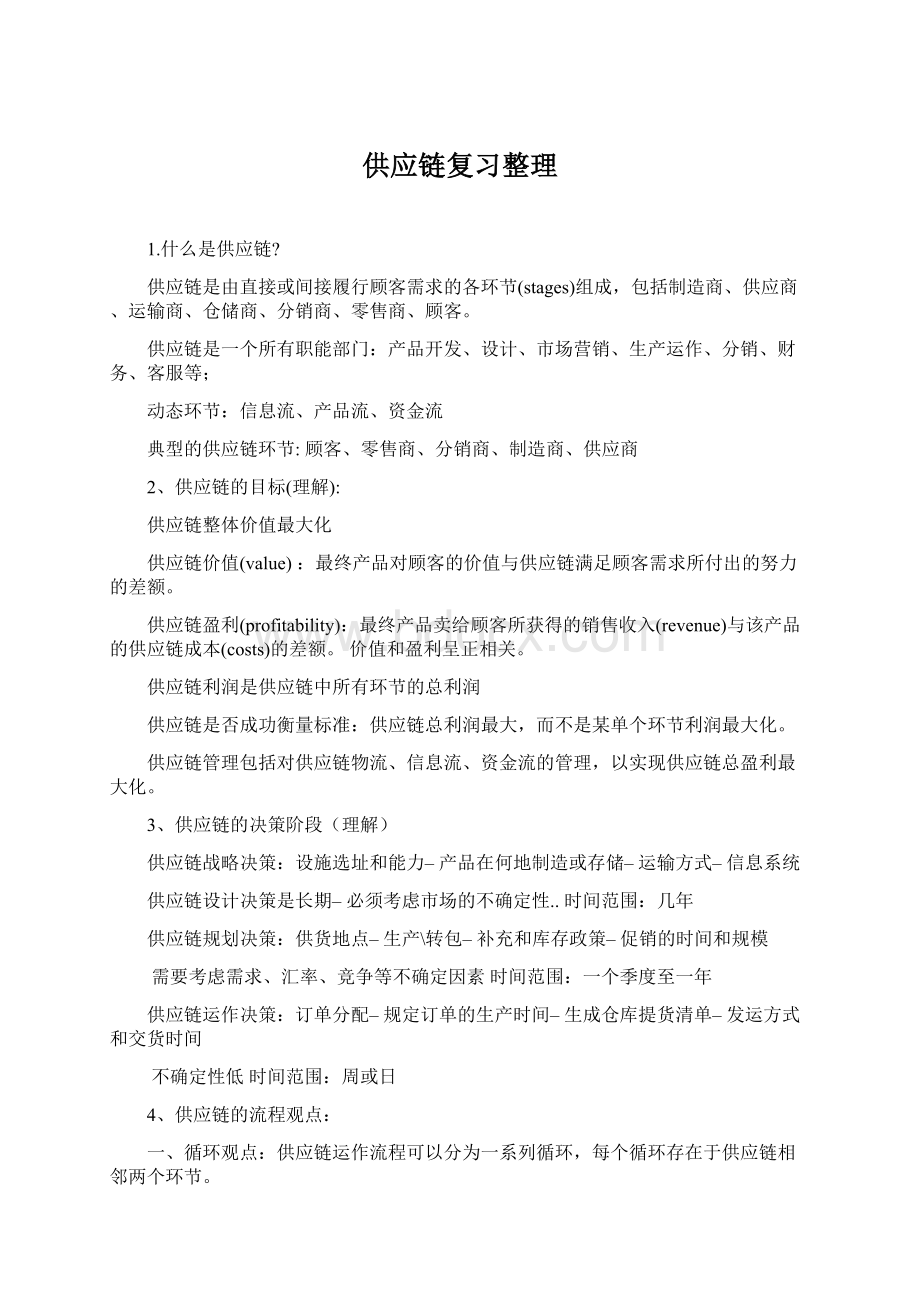 供应链复习整理.docx