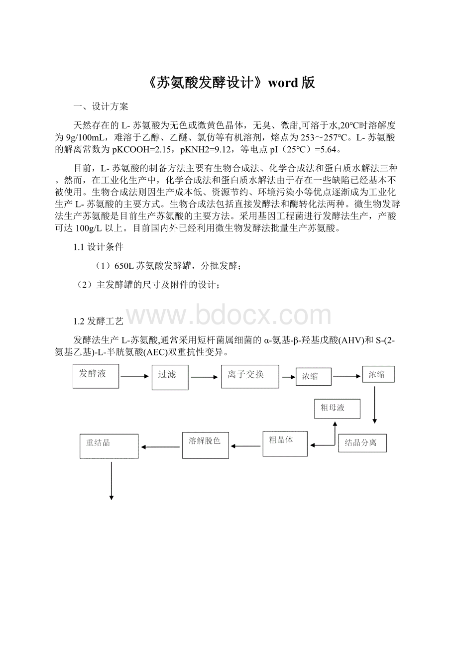 《苏氨酸发酵设计》word版文档格式.docx_第1页